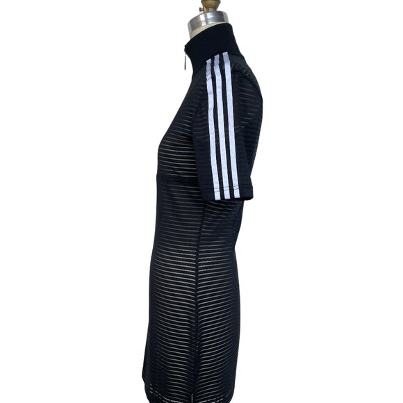 ADIDAS X FIORUCCI Women's black & white sheer stripe "FireBird" mini dress - Picture 4 of 9